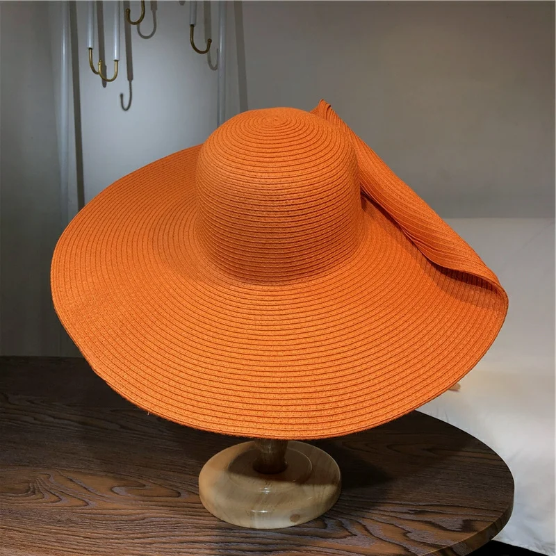Straw Hat Summer - Orange straw hat 25cm super big
