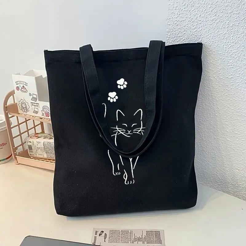 Women Fashion Drawing - Newest Shoulder Cute Minimal Line Cat