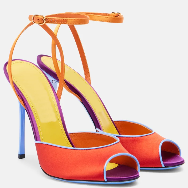 Women'S Fashion Walking Shoes - Satin Mixed Colors Peep Toe Sandals