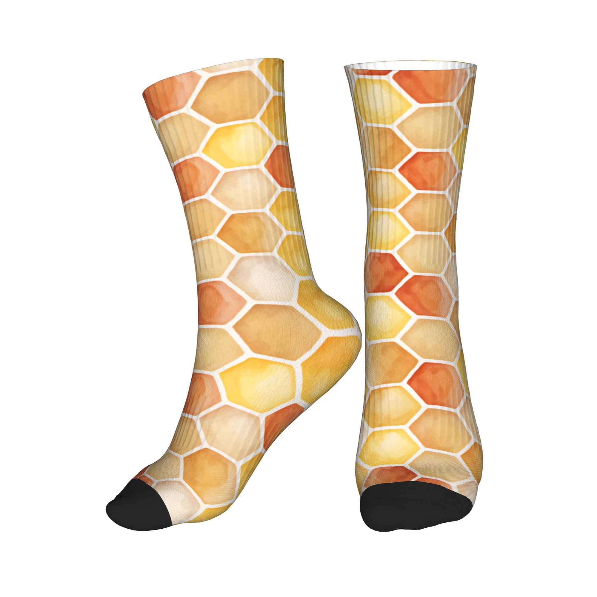 Women Fashion Youtube - Warm Sunset Watercolor Honeycomb Dress Socks