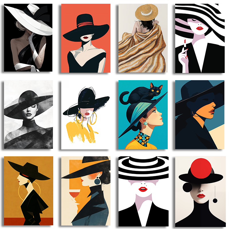 Women Fashion Drawing - 1pc frameless canvas Fashion Beauty Woman