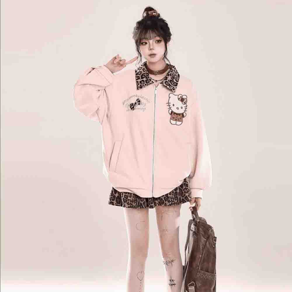 Women'S Fashion Jackets - Sanrio Hello Kitties Y2K Printed Jacket