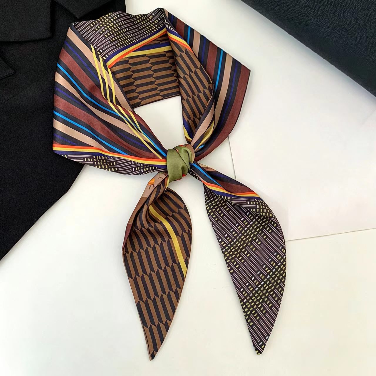 Women Fashion Necktie - Luxury Print Long Hair Ribbon Bevel