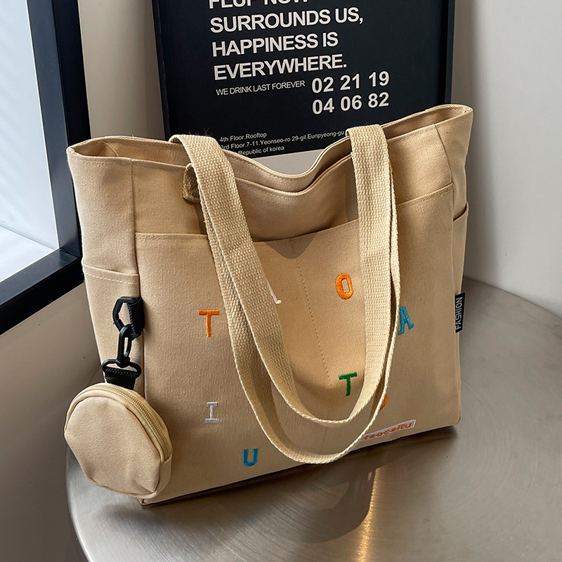 Coin Purse Women - Kawaii Khaki Canvas Tote Bag Color