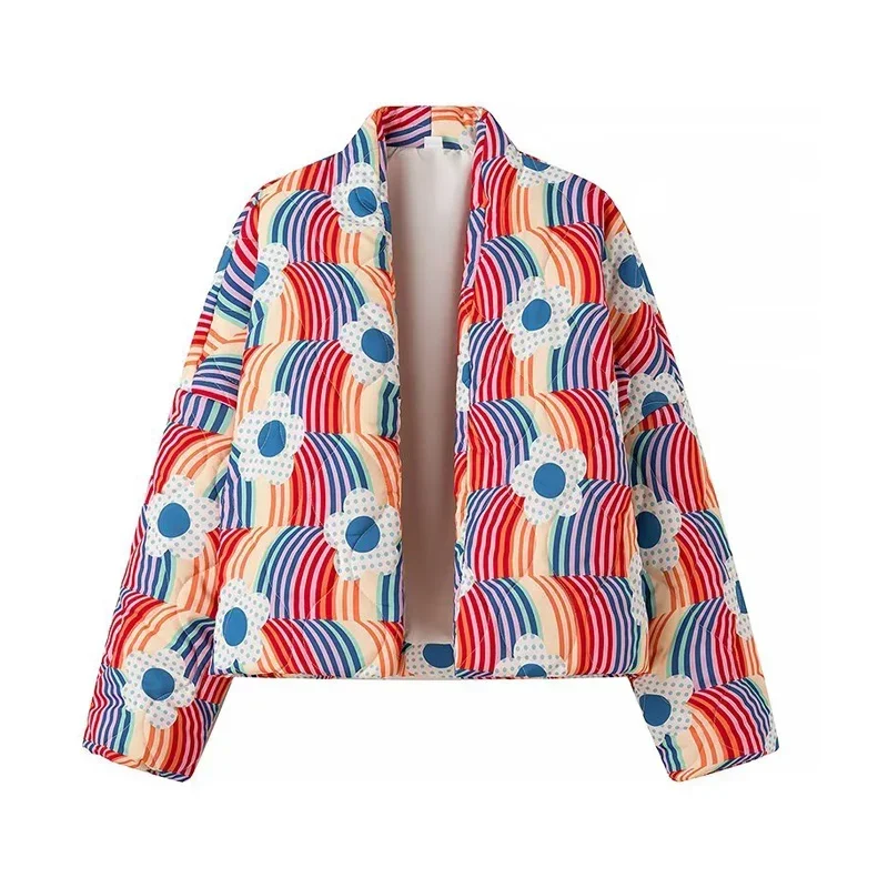Women'S Fashion Quilted Jacket - Fashion Print Quilted Coats for Women