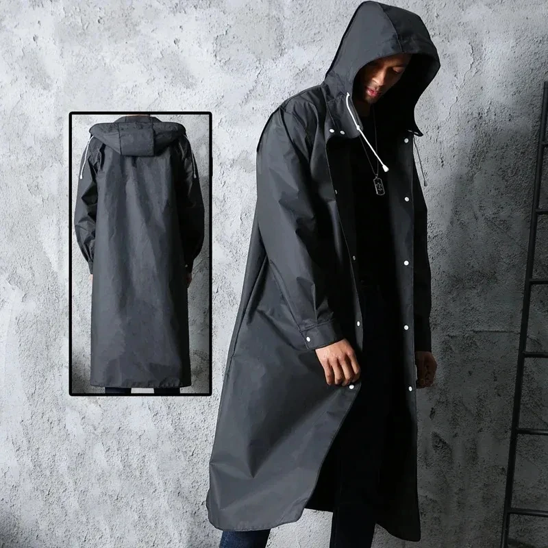 Women'S Fashion Raincoat - Black Fashion Adult Waterproof Long Raincoat