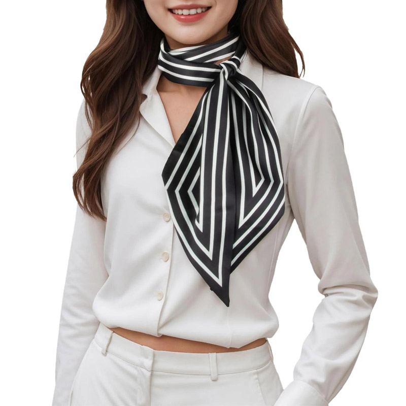 Women Fashion Necktie - Fashion Stripes Hair Ribbon Scarf Women