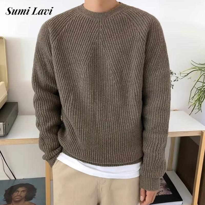 Ribbed Knit Sweater - Streetwear Fashion Mens Knit Sweaters Spring