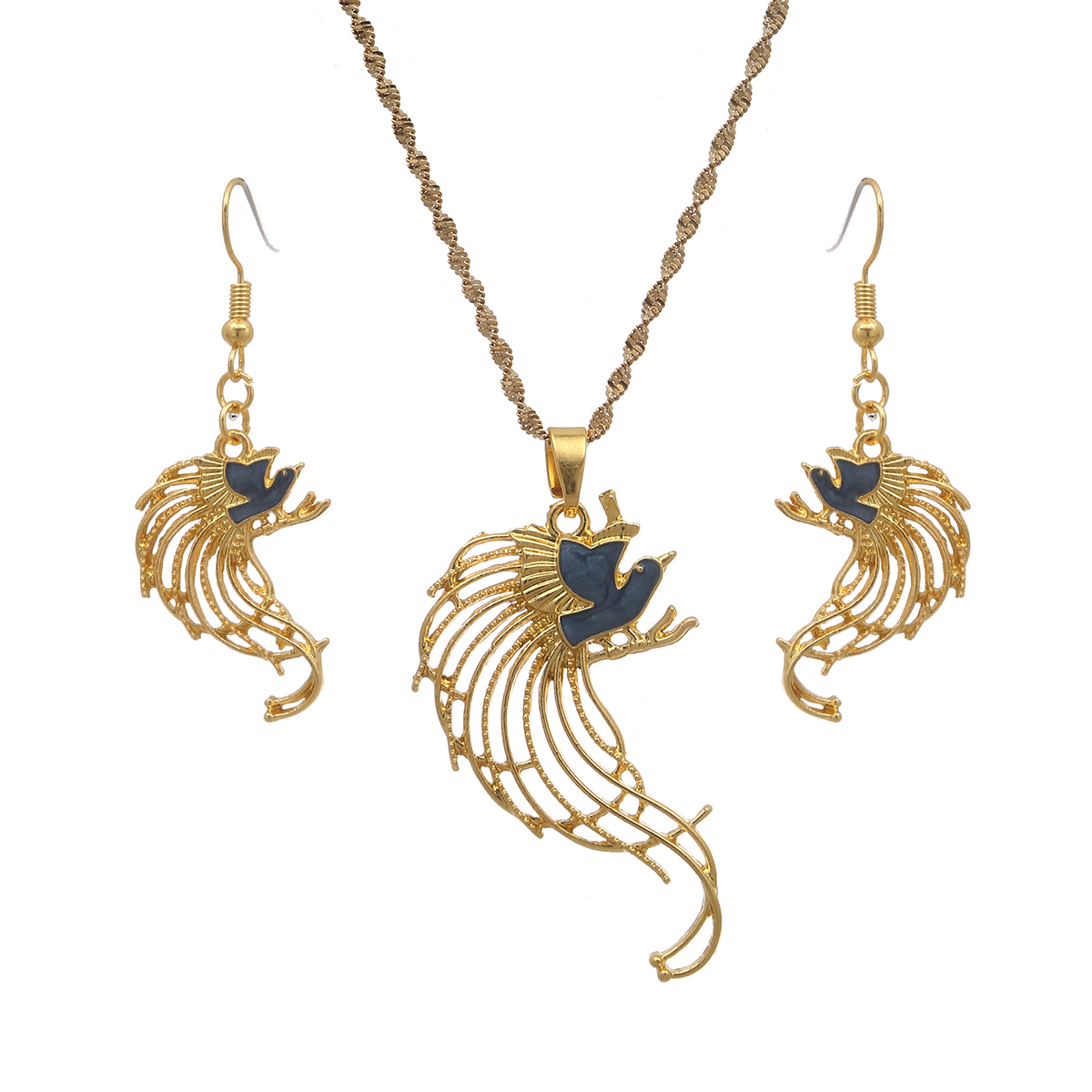 Women Fashion Png - Bird Necklace Earrings Set for Women