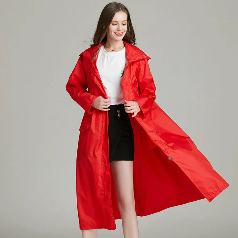 Women'S Fashion Raincoat - Women Lightweight Red Black Breathable Raincoat