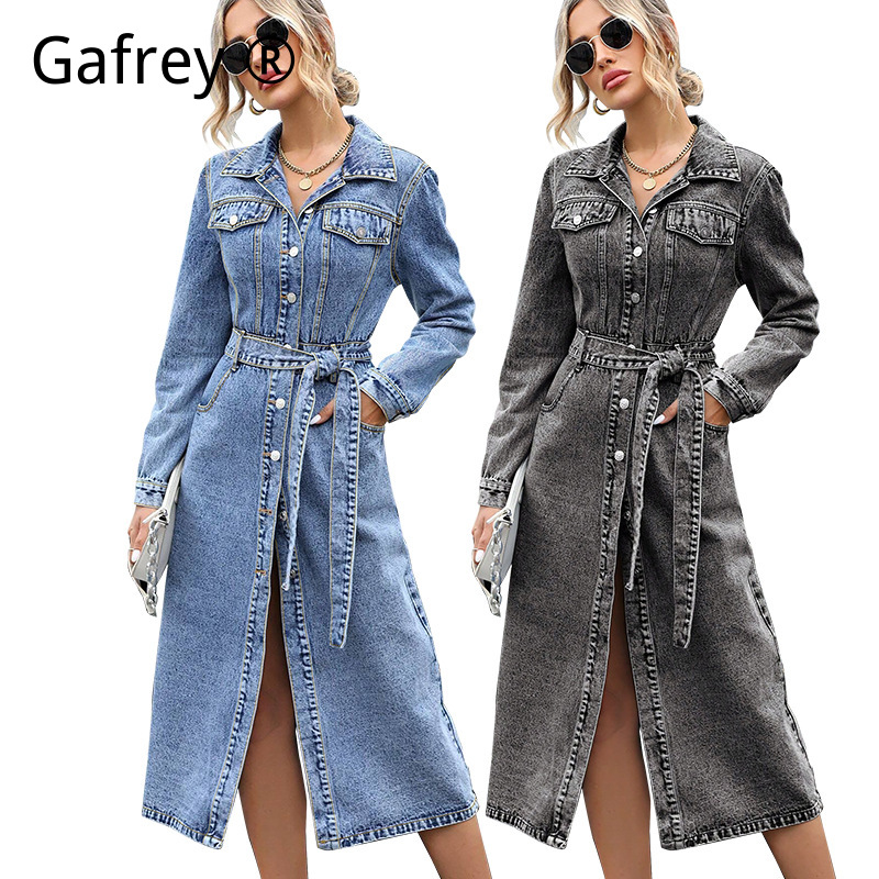 Women Fashion Jeans - Women Long Sleeve Denim Dress Autumn