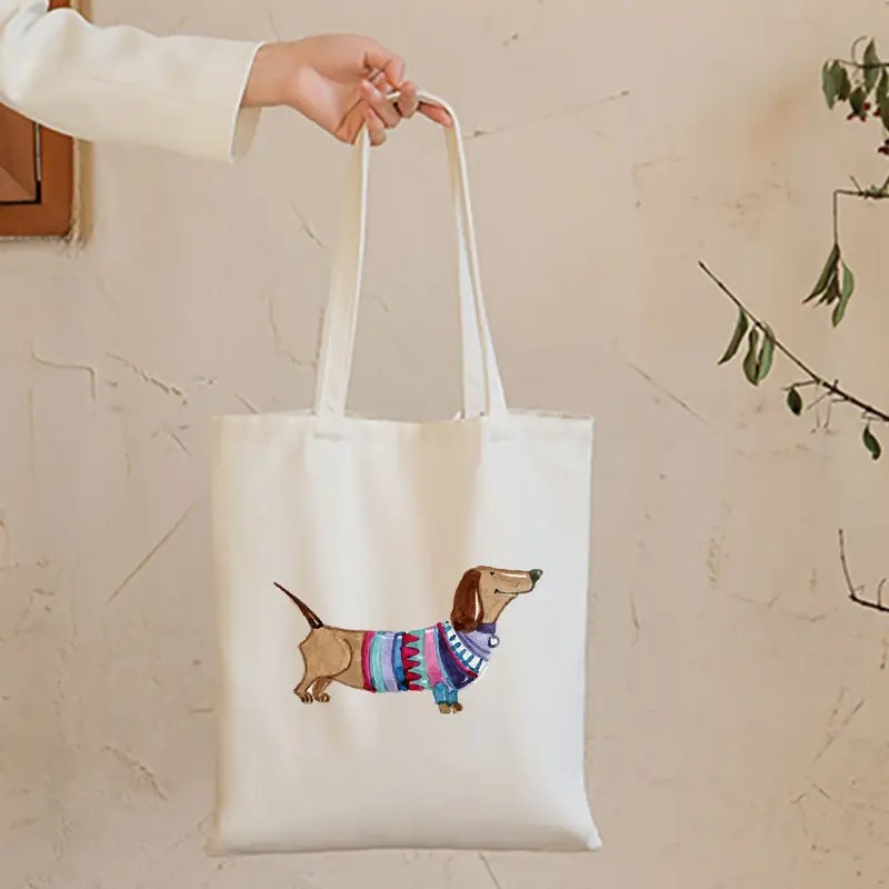 Women Fashion Drawing - Cute Dachshund Funny Handbags Shoulder Bags