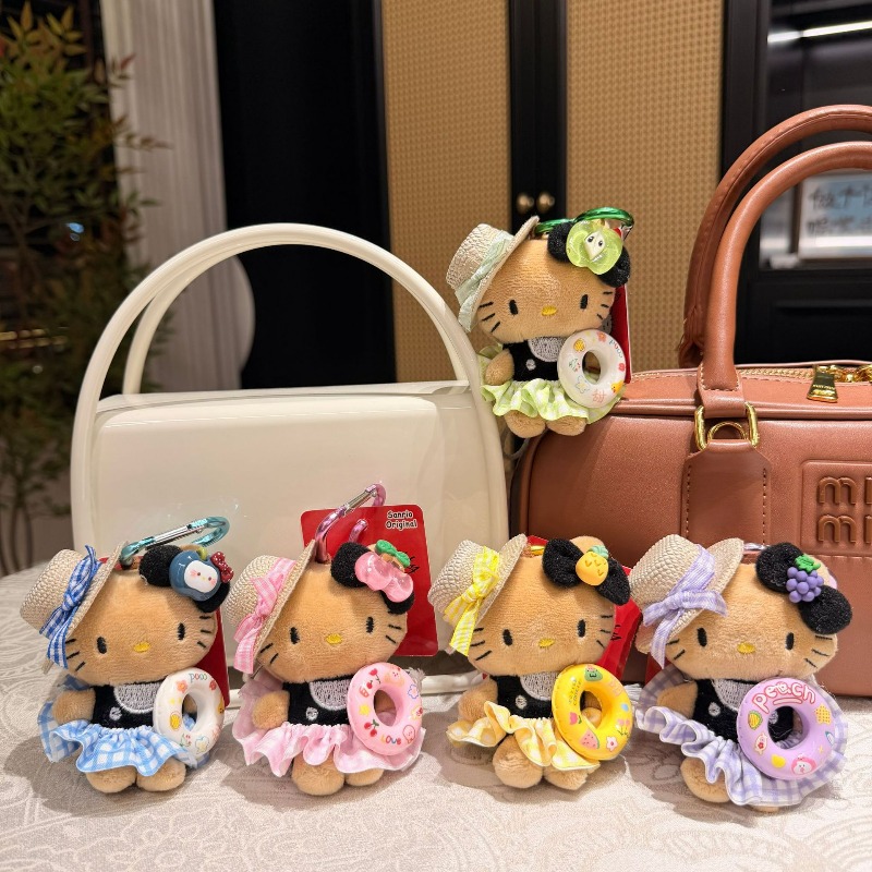 Straw Hat Summer - Hello Kitty Tan Plush Charm Straw