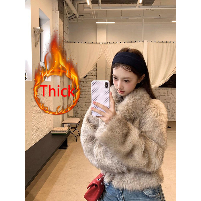 Women'S Fashion Quilted Jacket - Cropped Faux Fur Coat Women Fashion