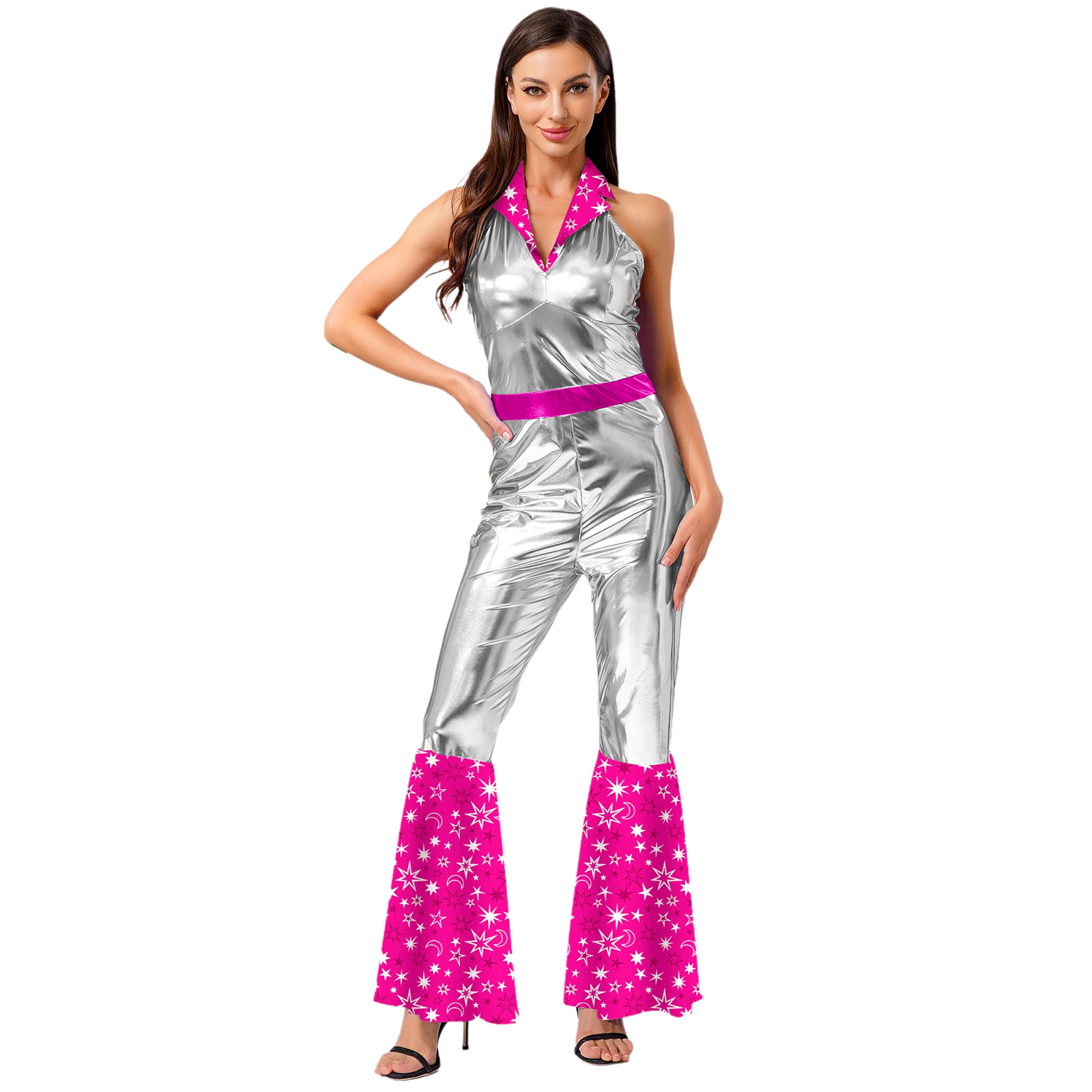 Sleeveless Jumpsuit - Women 70s 80s Disco Vintage Jumpsuit