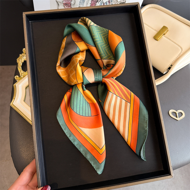 Women Fashion Necktie - 2026 New Geometry Print Silk Square