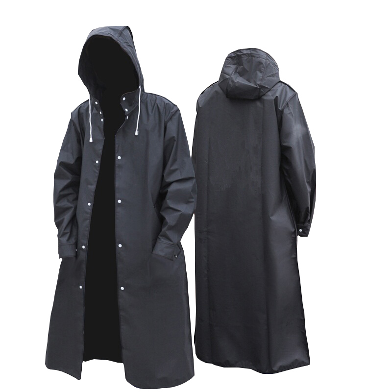 Women'S Fashion Raincoat - Black Fashion Adult Waterproof Long Raincoat