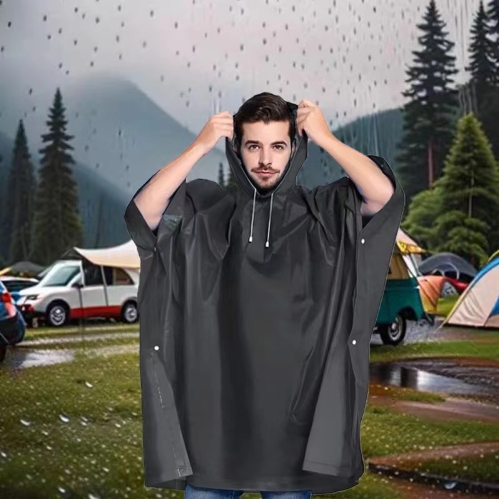 Women'S Fashion Raincoat - Black Fashion Adult Waterproof Long Raincoat
