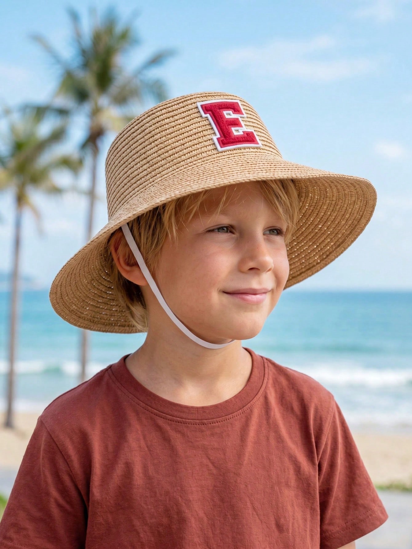 1Pc 3-8Y Boys Coffee Bow Straw - огляд і ціна Straw Hat Summer