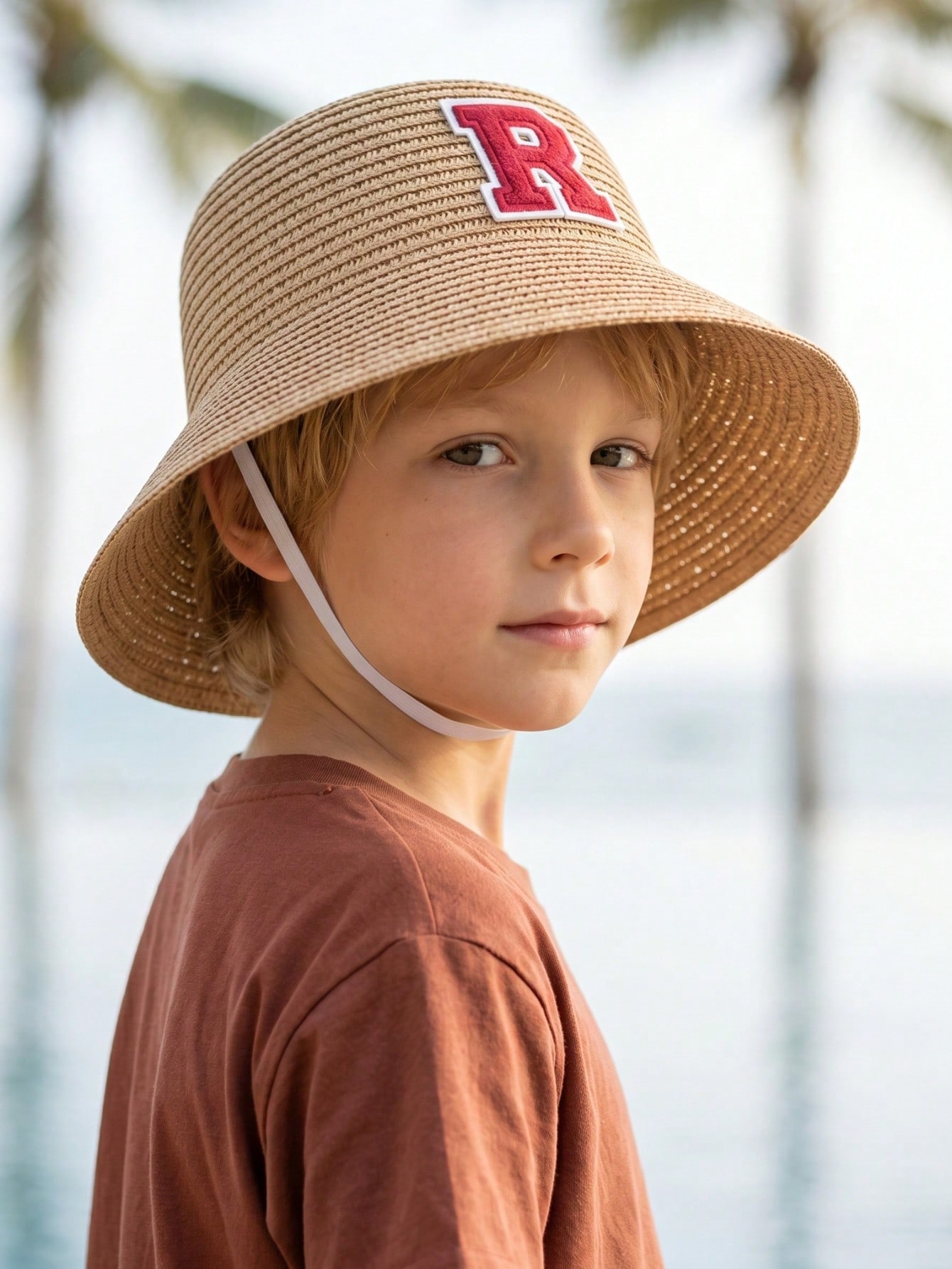 1Pc 3-8Y Boys Coffee Bow Straw - огляд і ціна Straw Hat Summer