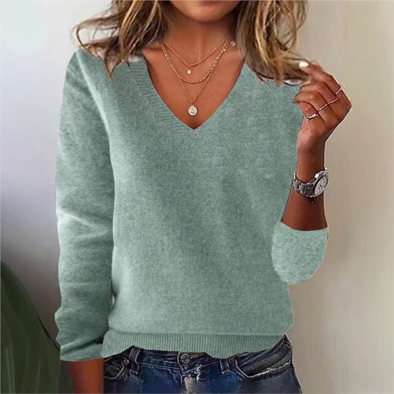 Women's V-neck Sweater Elegant - огляд і ціна Ribbed Knit Sweater