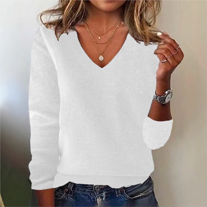 Women's V-neck Sweater Elegant - огляд і ціна Ribbed Knit Sweater