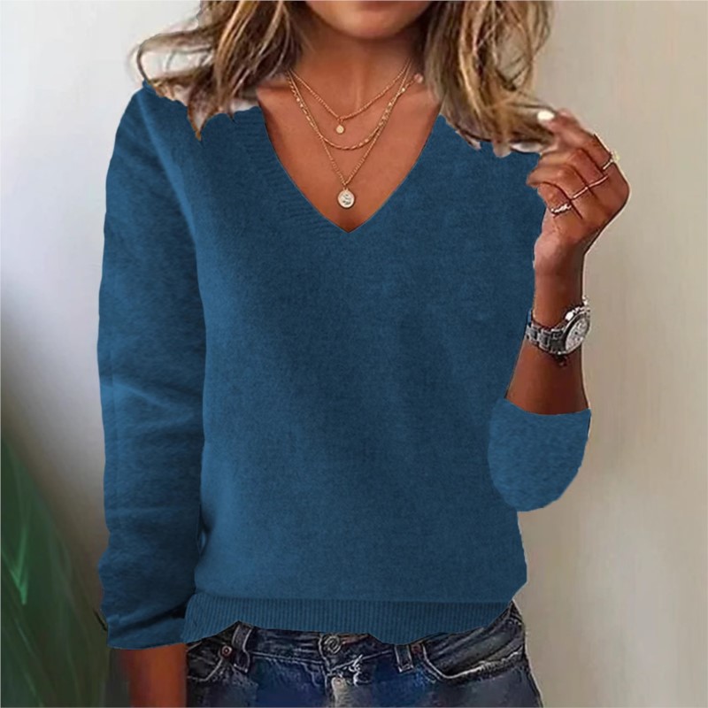 Women's V-neck Sweater Elegant - огляд і ціна Ribbed Knit Sweater