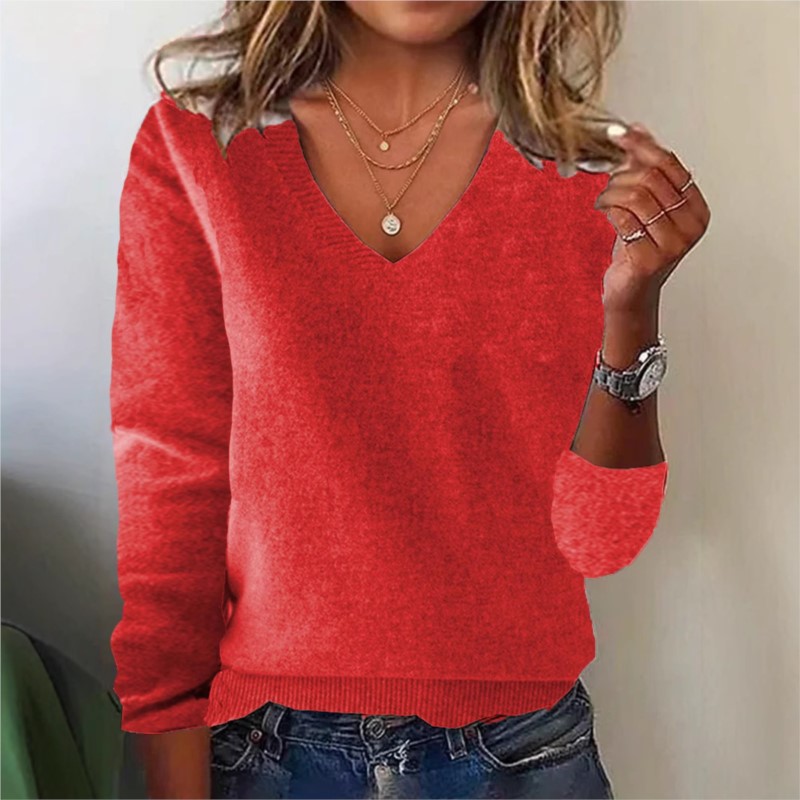 Women's V-neck Sweater Elegant - огляд і ціна Ribbed Knit Sweater
