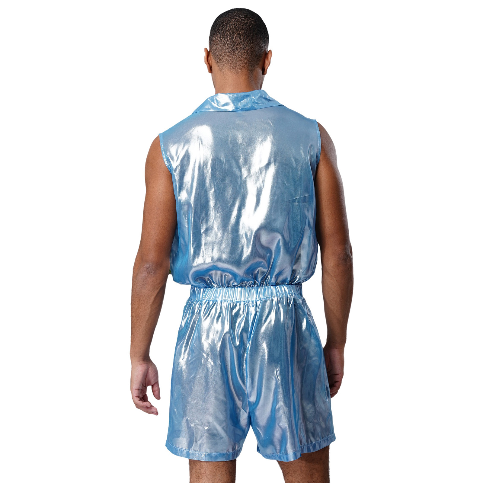 Mens Sheer Shiny Metallic Chif - огляд і ціна Sleeveless Jumpsuit