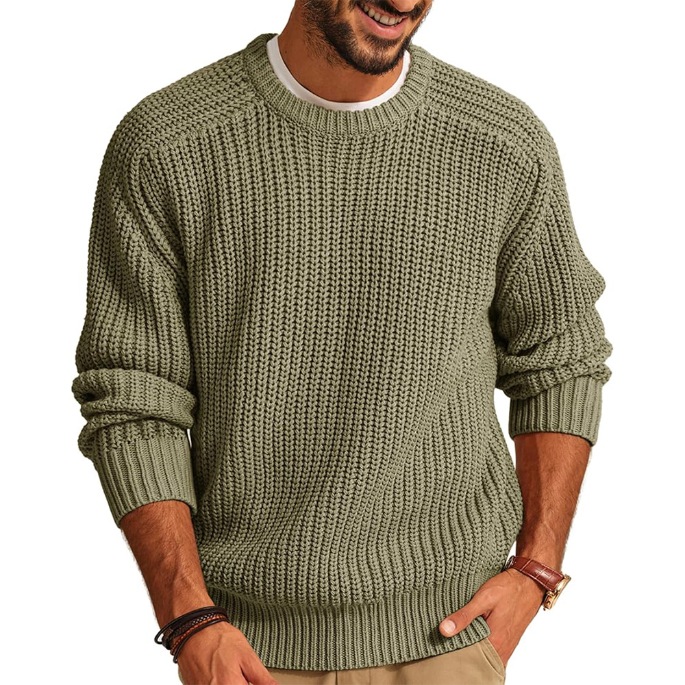 Men’s Knitted Sweater Casual C - огляд і ціна Ribbed Knit Sweater