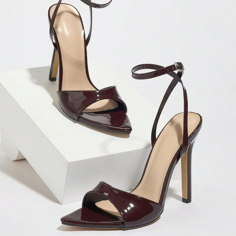 Coffee Patent Leather Heeled S - огляд і ціна Women'S Fashion Brand Shoes