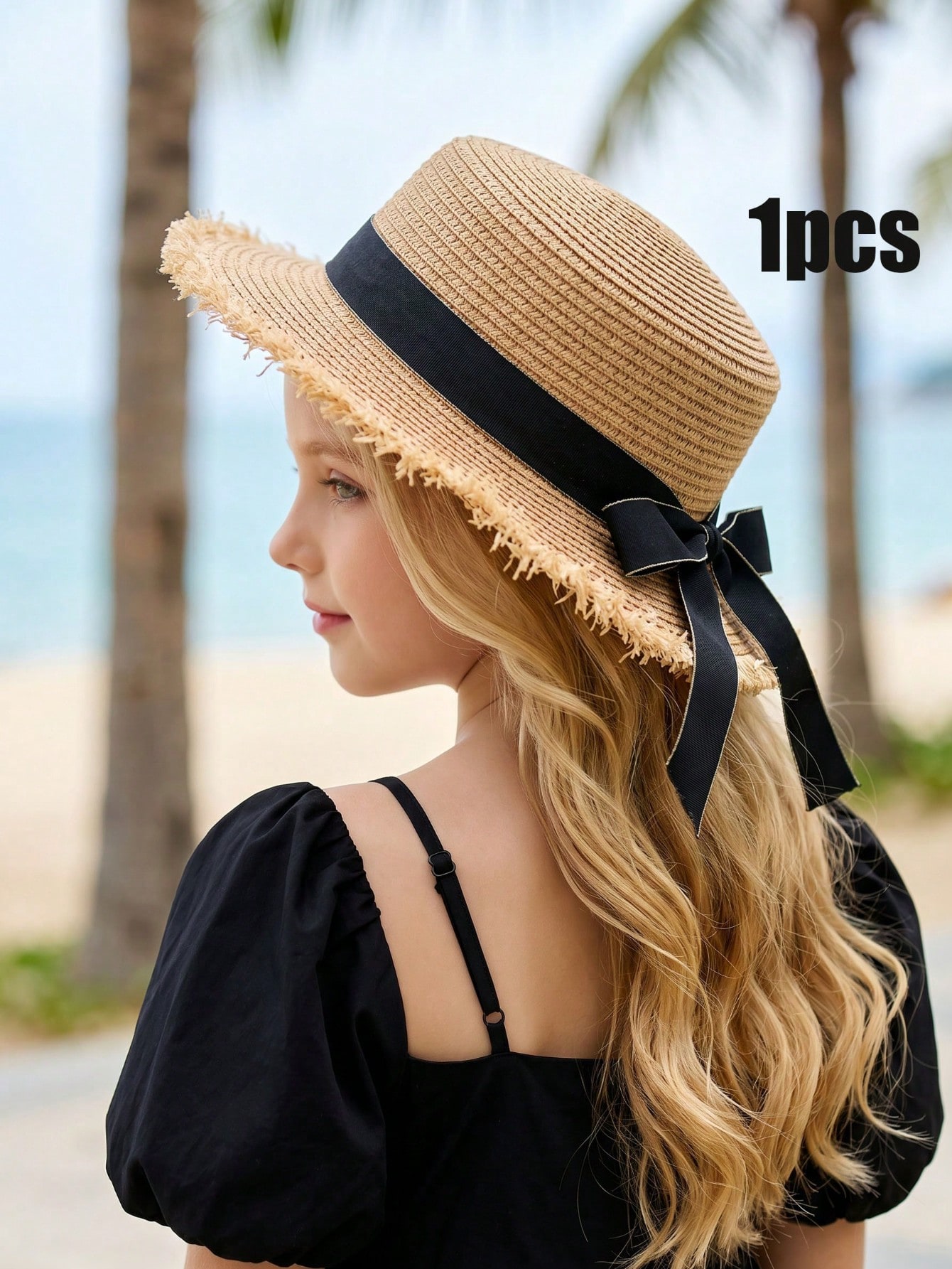 1Pc 3-8Y Girls Coffee Broken B - огляд і ціна Straw Hat Summer