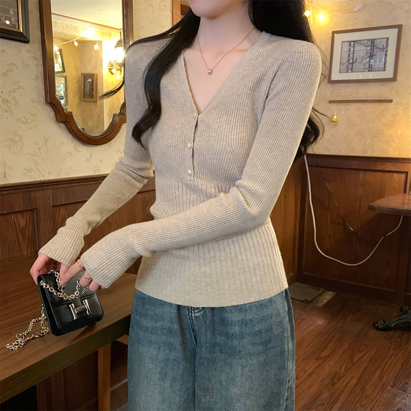 Stretch Slim Fit V-Neck Knitte - огляд і ціна Ribbed Knit Sweater