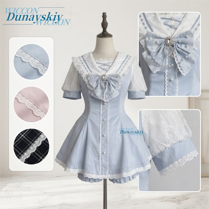 Sailor Collar Dress Set Lace B - огляд і ціна Sleeveless Jumpsuit