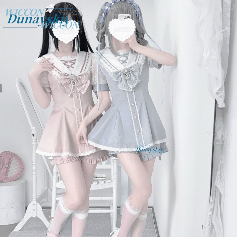 Sailor Collar Dress Set Lace B - огляд і ціна Sleeveless Jumpsuit