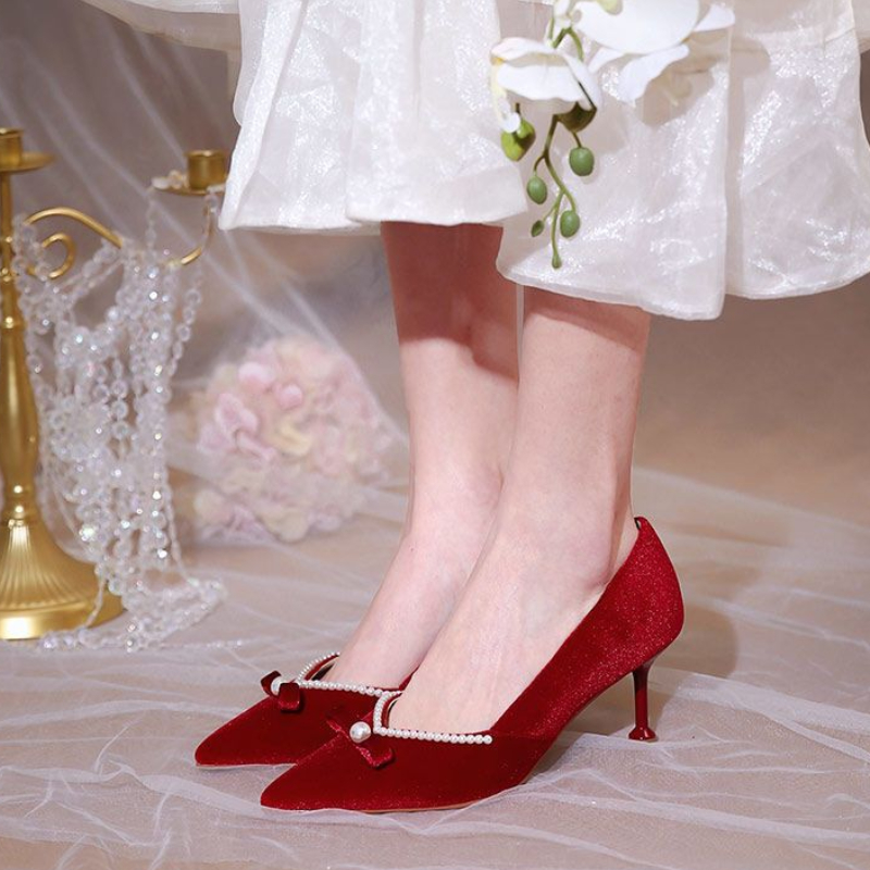 Red High Heel Pearl Ladies Pum - огляд і ціна Women'S Fashion Quick Delivery