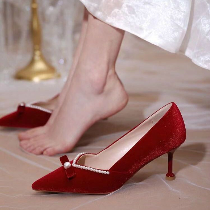 Red High Heel Pearl Ladies Pum - огляд і ціна Women'S Fashion Quick Delivery