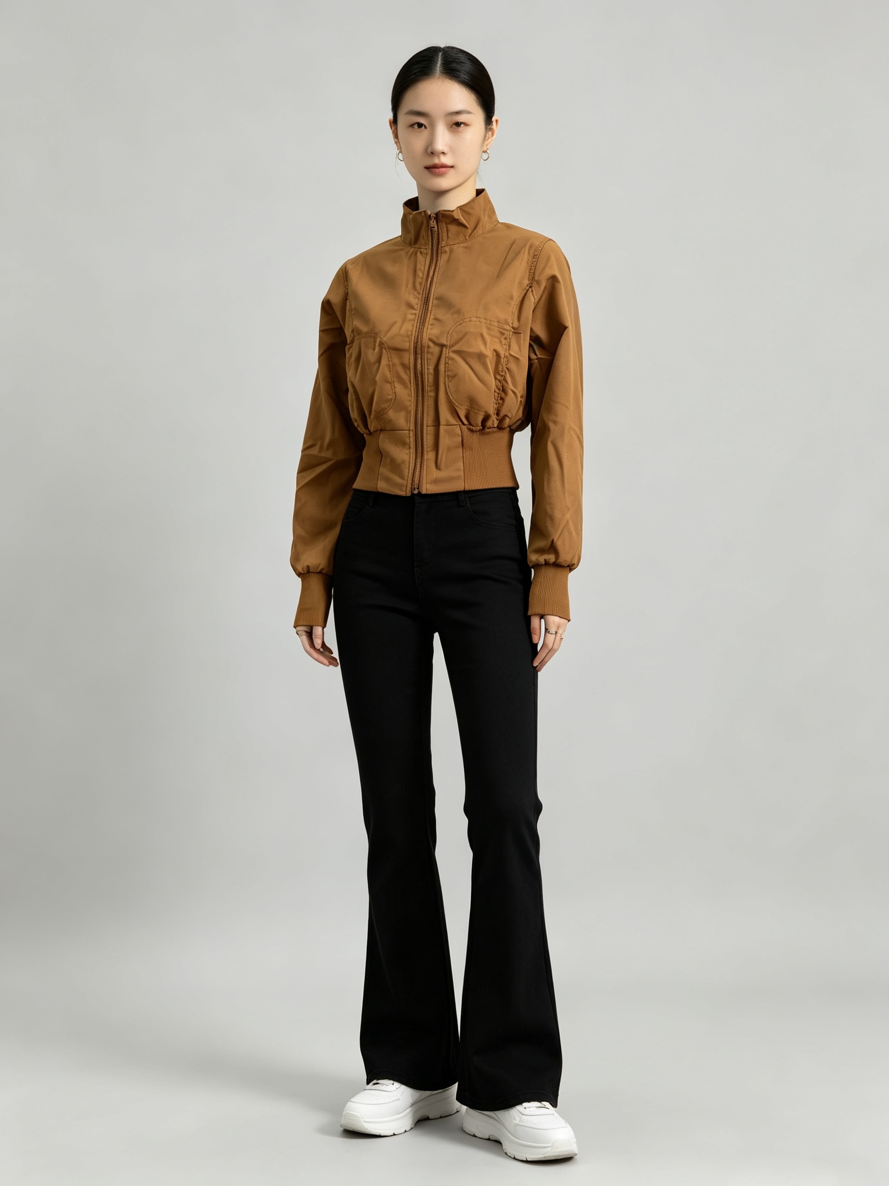 American retro brown stand up  - огляд і ціна Women'S Fashion Zip Up Hoodies
