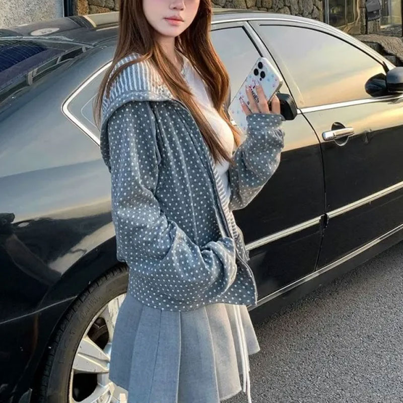 Korean Polka Dot Casual Printe - огляд і ціна Women'S Fashion Zip Up Hoodies