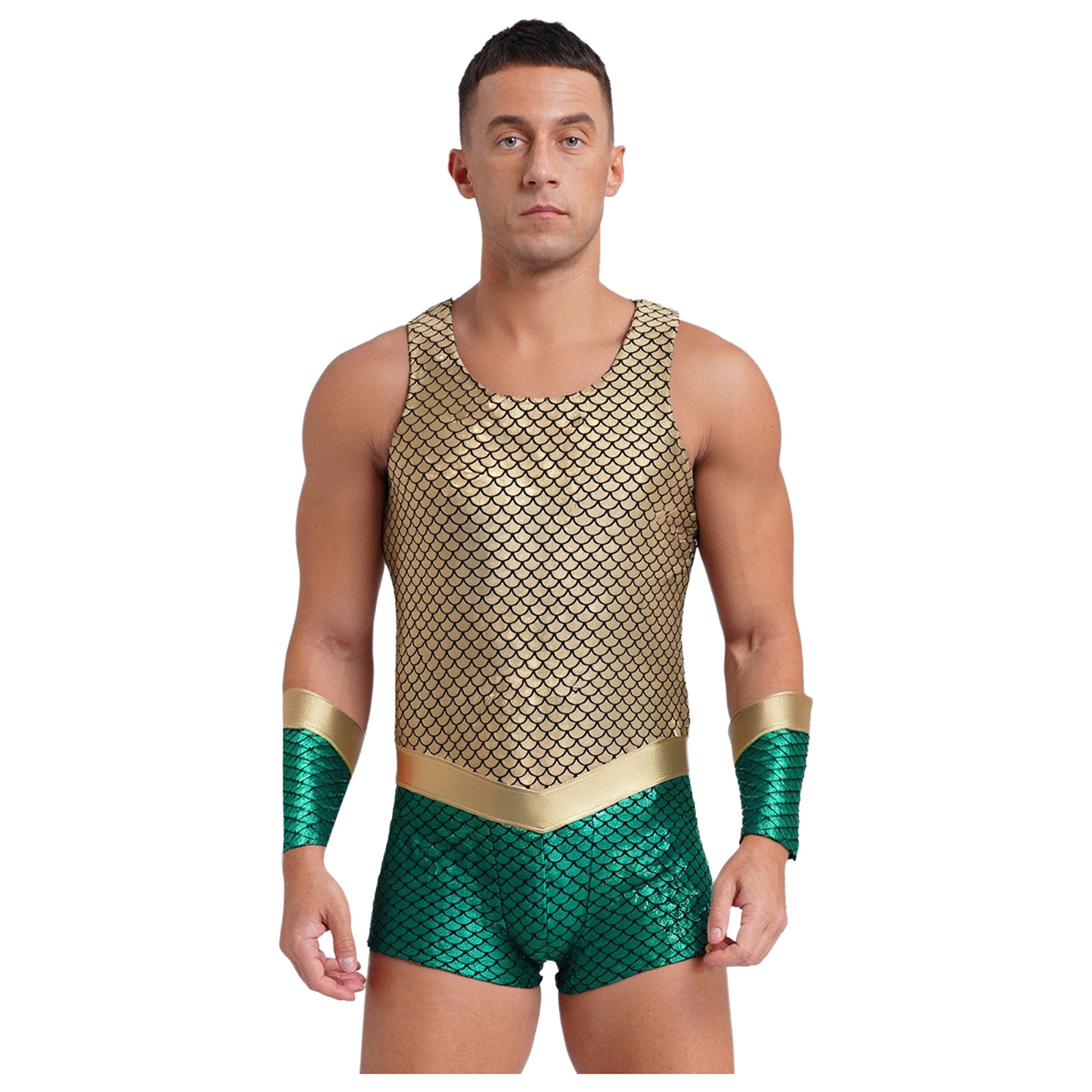 Mens Poseidon Sea King Cosplay - огляд і ціна Sleeveless Jumpsuit