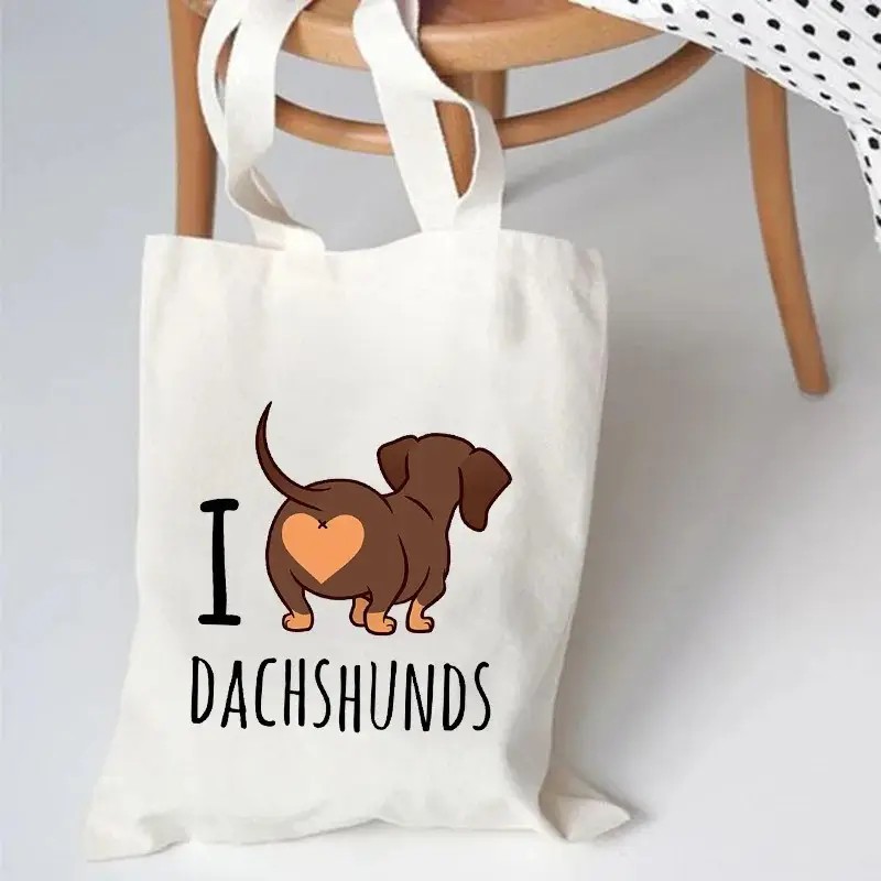 Cute Dachshund Funny Handbags  - огляд і ціна Women Fashion Drawing