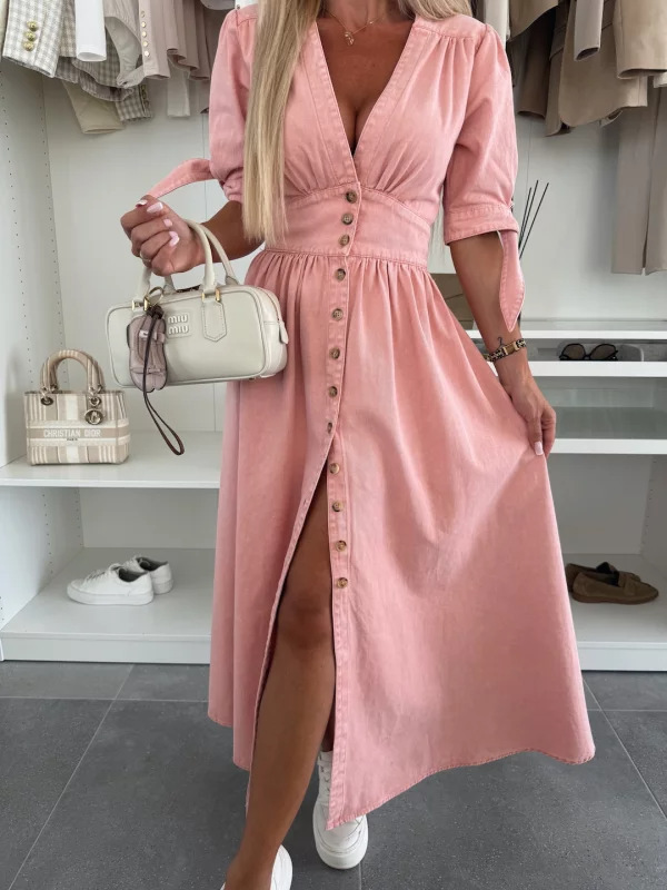 Fashionable Denim Dress V-Neck - огляд і ціна Women Fashion Jeans