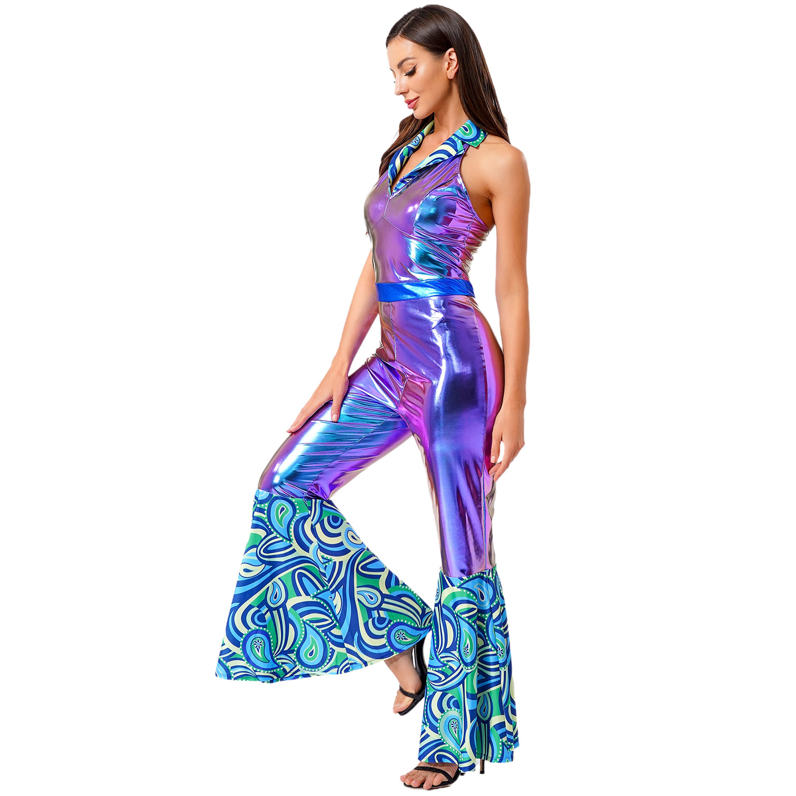 Women 70s 80s Disco Vintage Ju - огляд і ціна Sleeveless Jumpsuit