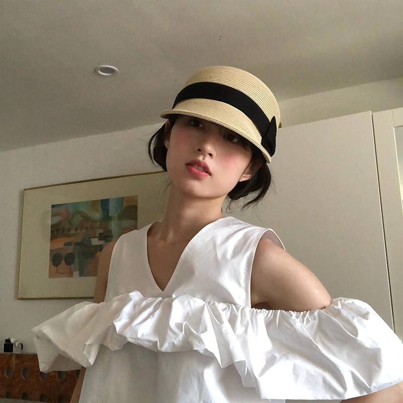 Bow Dome Straw Peaked Hat for  - огляд і ціна Straw Hat Summer