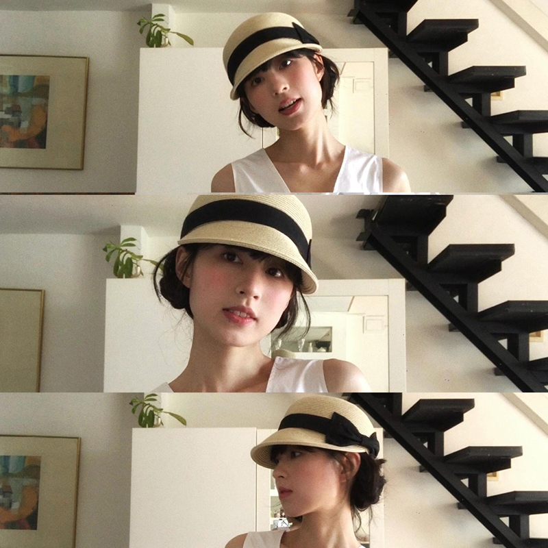Bow Dome Straw Peaked Hat for  - огляд і ціна Straw Hat Summer