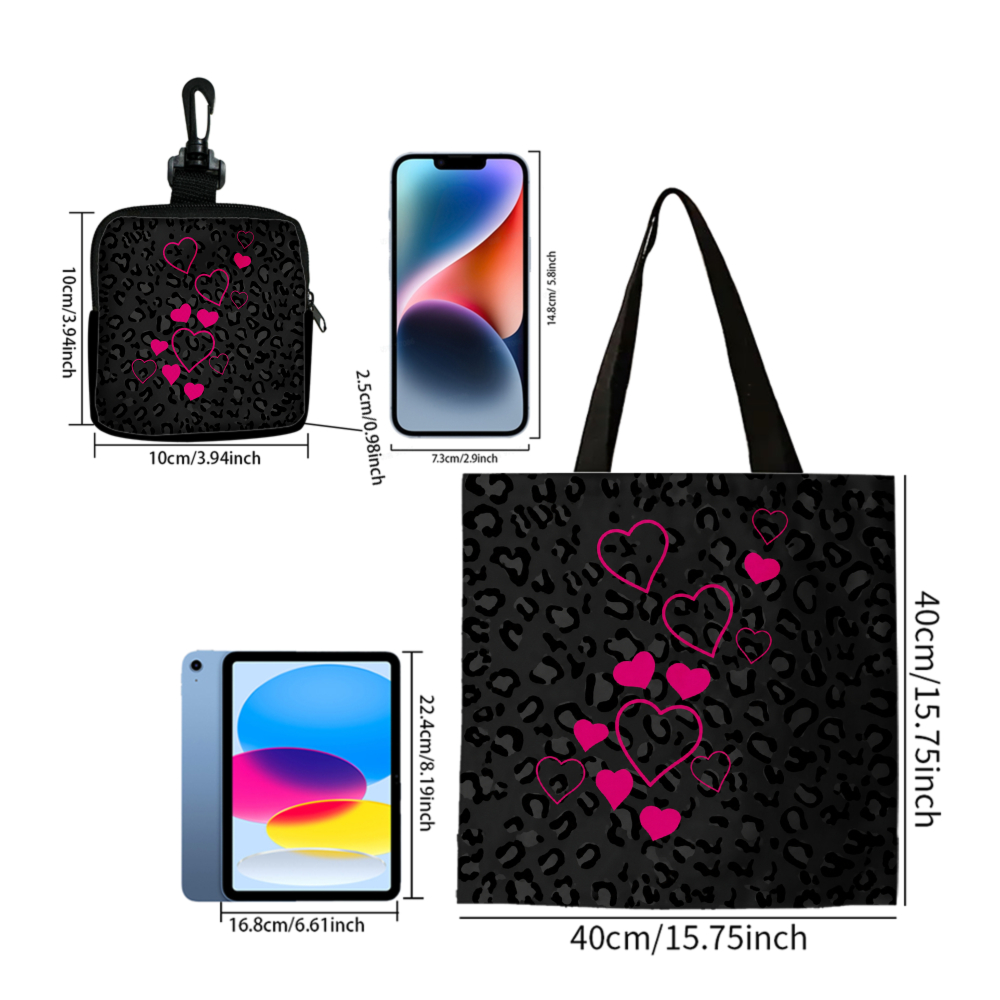 Black Leopard Print Pink Heart - огляд і ціна Coin Purse Women