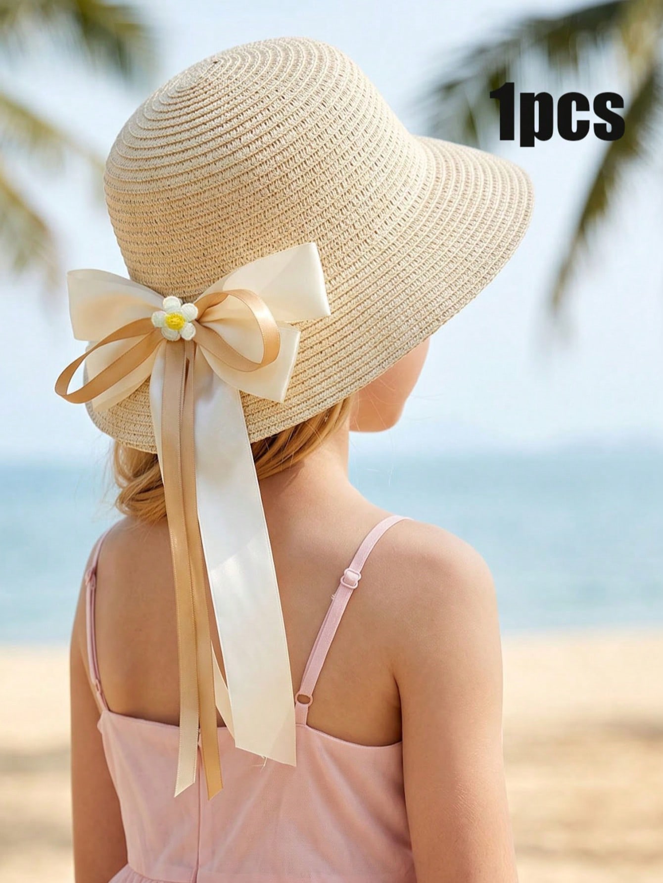 1Pc 3-8Y Girls Coffee Bow Stra - огляд і ціна Straw Hat Summer